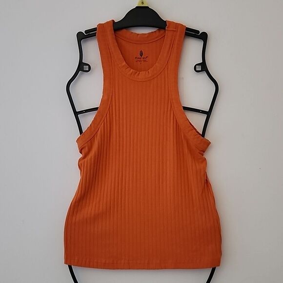 Free People Movement Vibrant Orange Ribbed Racer Tank Top S (Bx15) - Picture 1 of 6